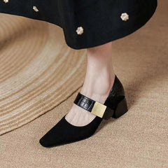 Women's Square Toe Mary Jane Mid Retro Word