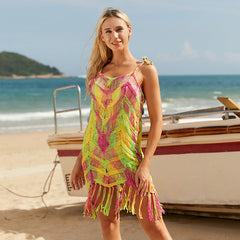 Design Breathable Crochet Vest with Tassel Crochet Beach Skirt