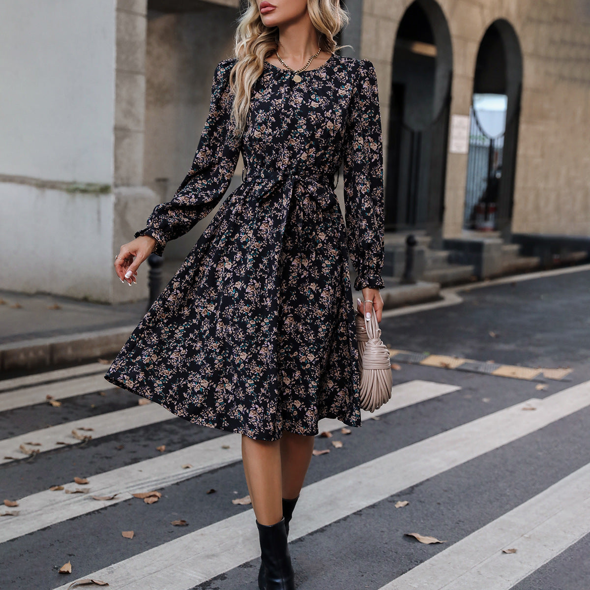 V neck Floral Dress