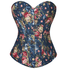 Retro Palace Blue Small Floral Shapewear Bodybuilding Girdle Girdle