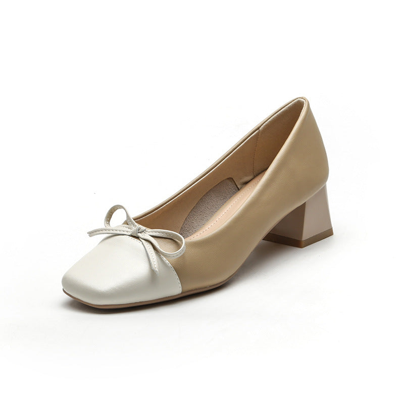 Durable Women's Pumps Korean Style Genuine Leather Shoes