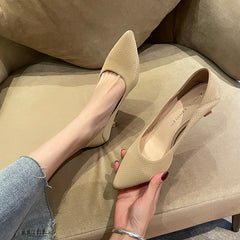 Women's High Pointed Toe Black Soft Surface