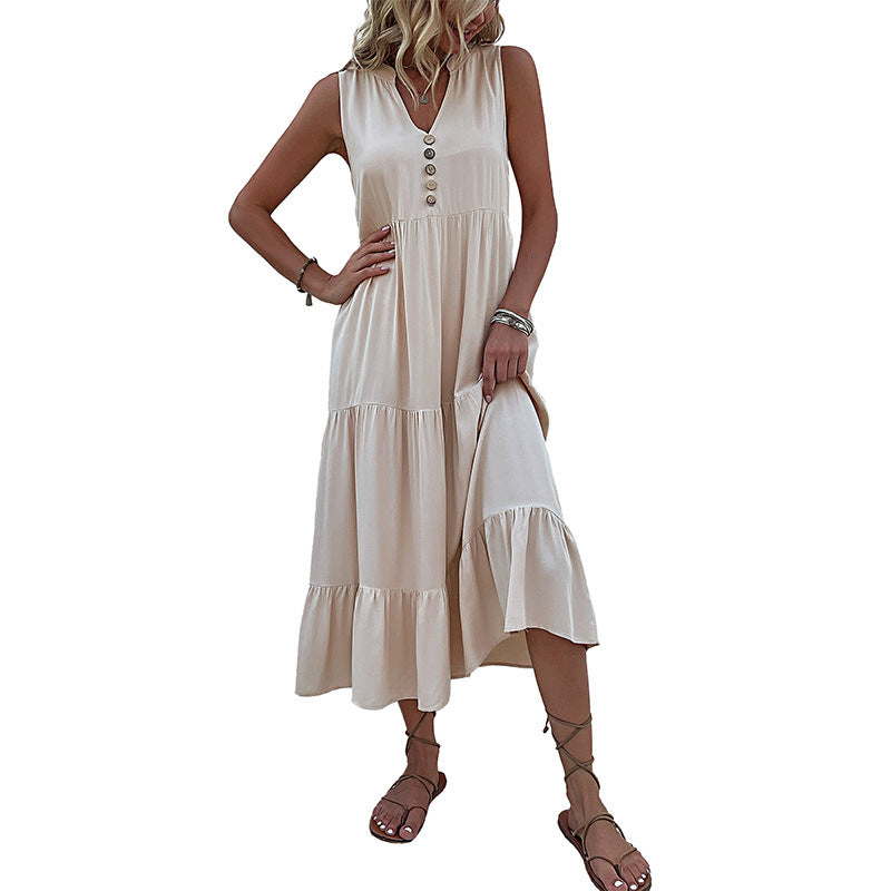 Vest Dress Sleeveless Loose Casual Solid Color Babydoll Dress