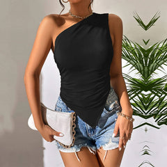 Slim Irregular Asymmetric Shoulder off Shoulder Vest Camisole Top