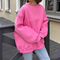 Solid Color Loose Sweater Street Oversize Pullover Sweater Office Wear