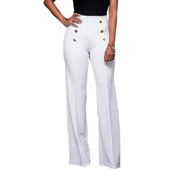 Casual Pants Button Solid Color Trousers Bootcut Trousers