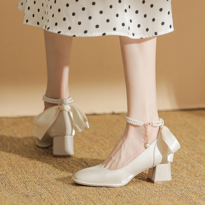 Women's Fairy Engagement Two-way Thick Not Tired Heels