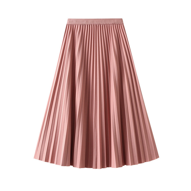 Draping Pleated Skirt Viscose Linen Skirt Mid Long Slim High Waist A line Skirt