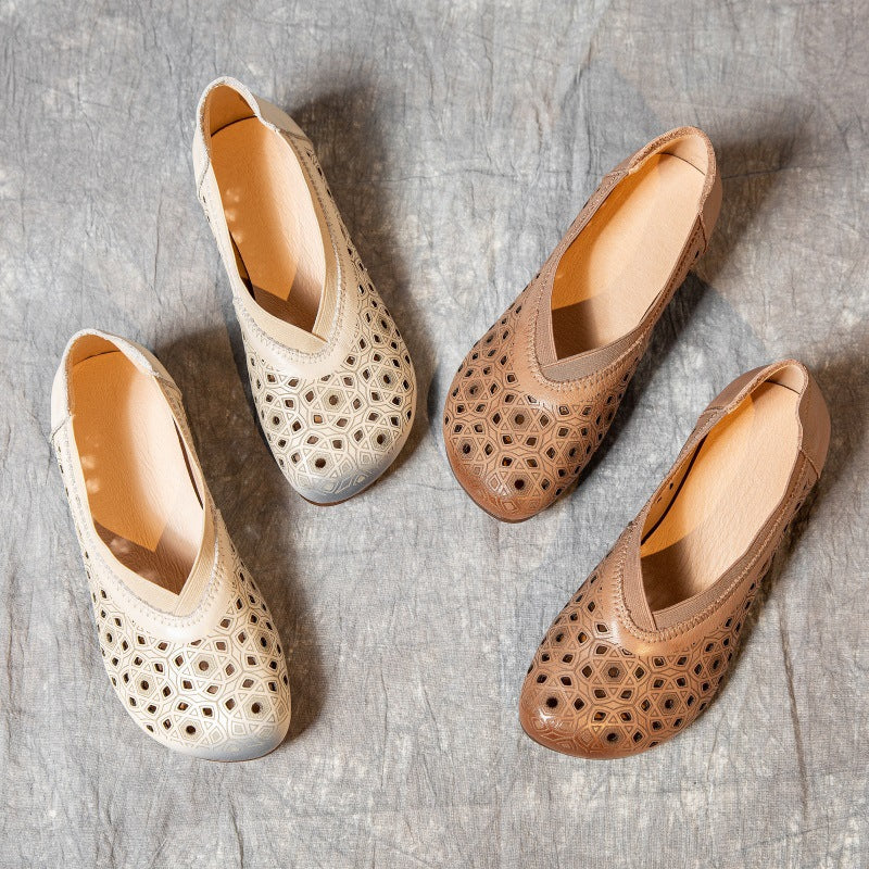 Chunky Hollow Beef Tendon Soft Bottom Heels