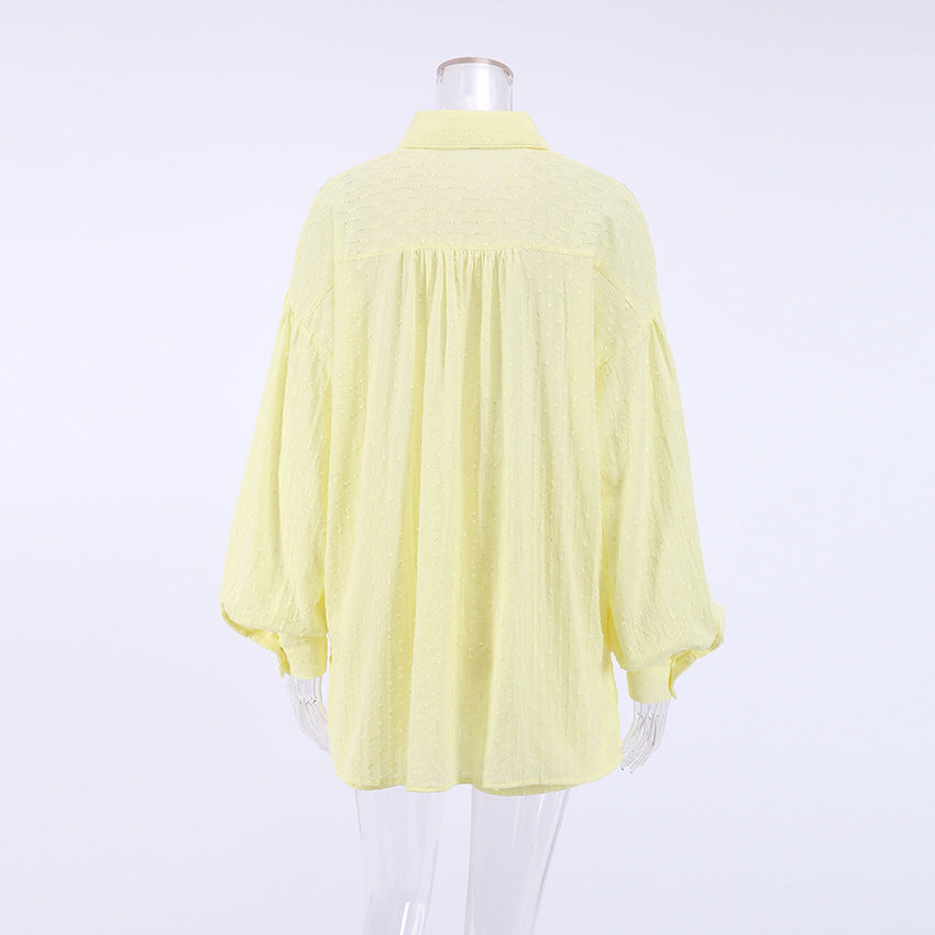 French White Jacquard Cotton Puff Sleeve Casual Shorts Suit Homewear Cool Pajamas