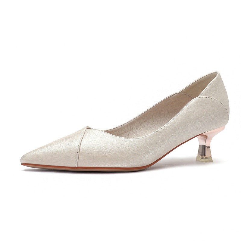 Women's Fu Bridesmaid High Stiletto Satin Mid