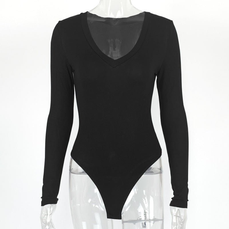 Bottoming Shirt Tight Modal Long Sleeve V-neck Bodysuit