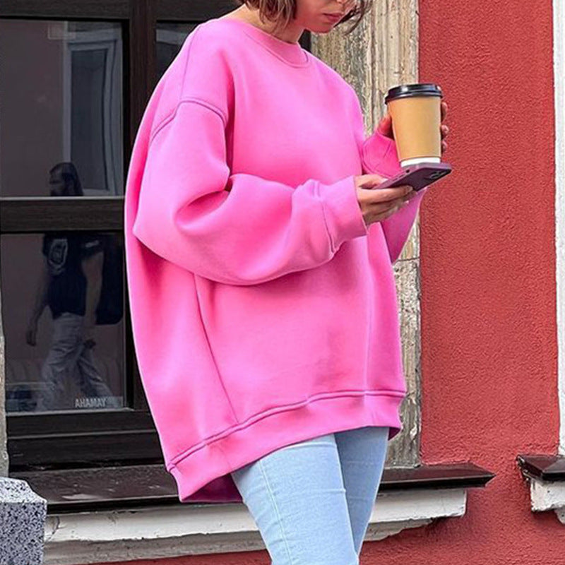 Solid Color Loose Sweater Street Oversize Pullover Sweater Office Wear