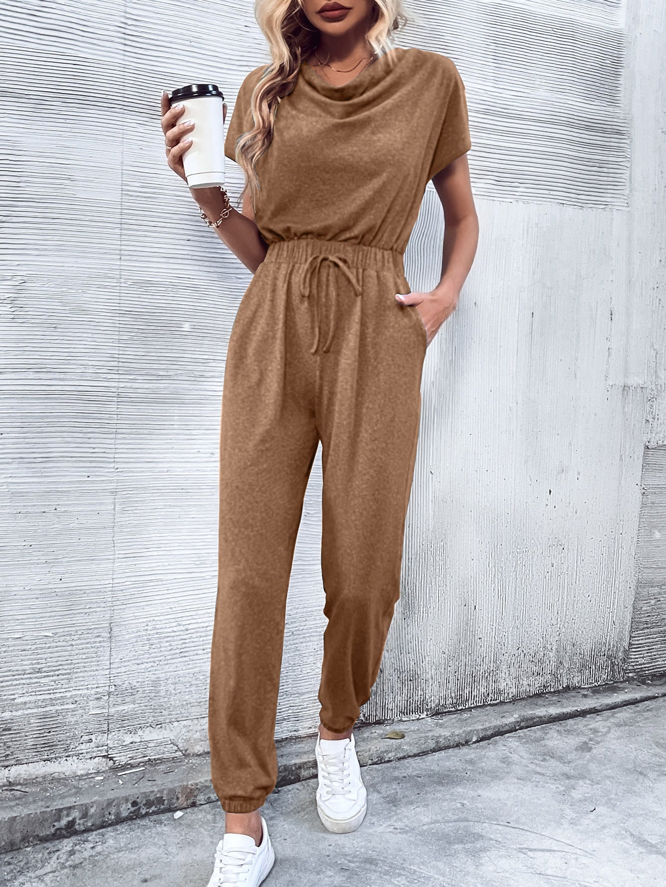 Casual Short Sleeved Wide Leg Jumpsuit