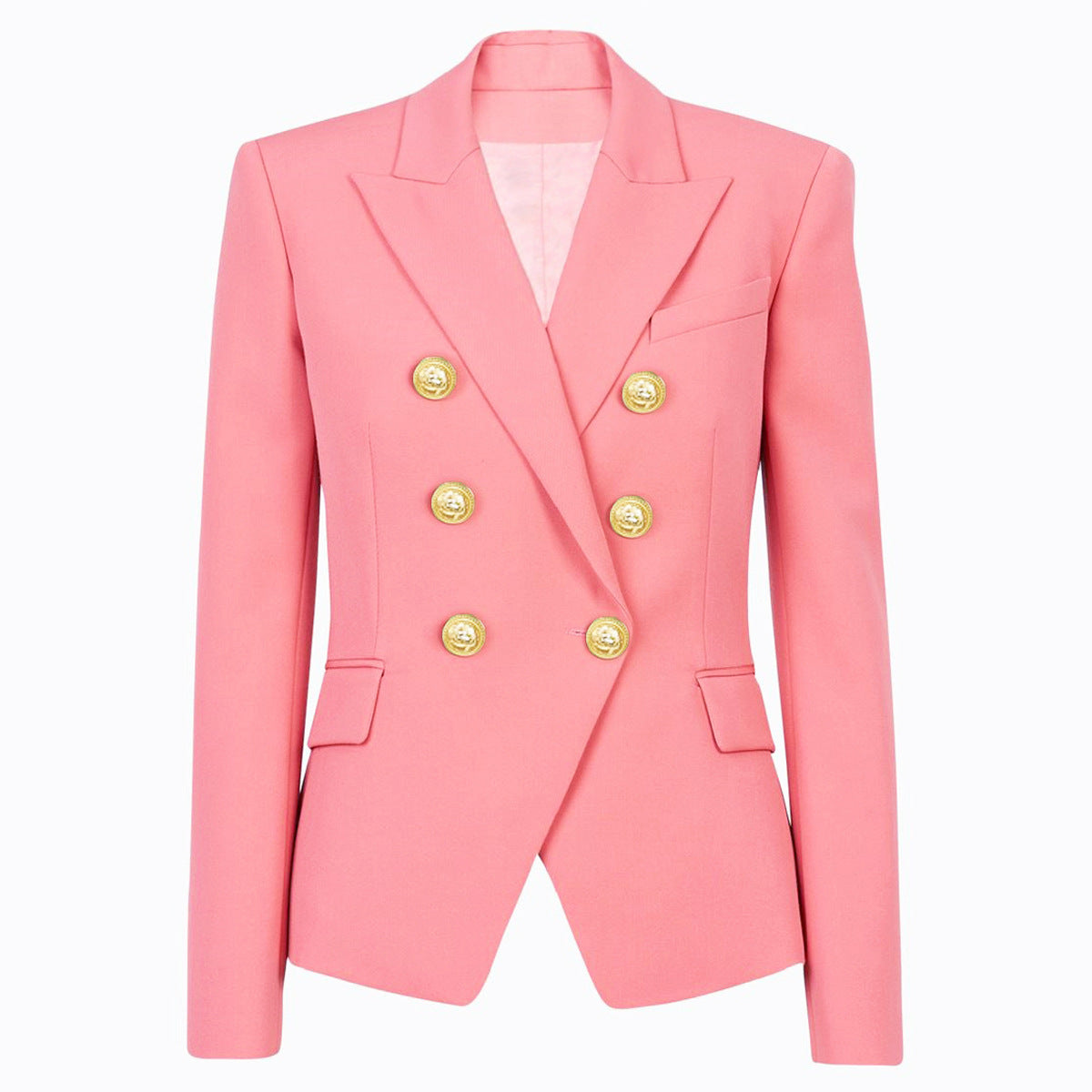 High Quality Top Blazer Metal Lion Head Buckle Double Breasted Small Blazers