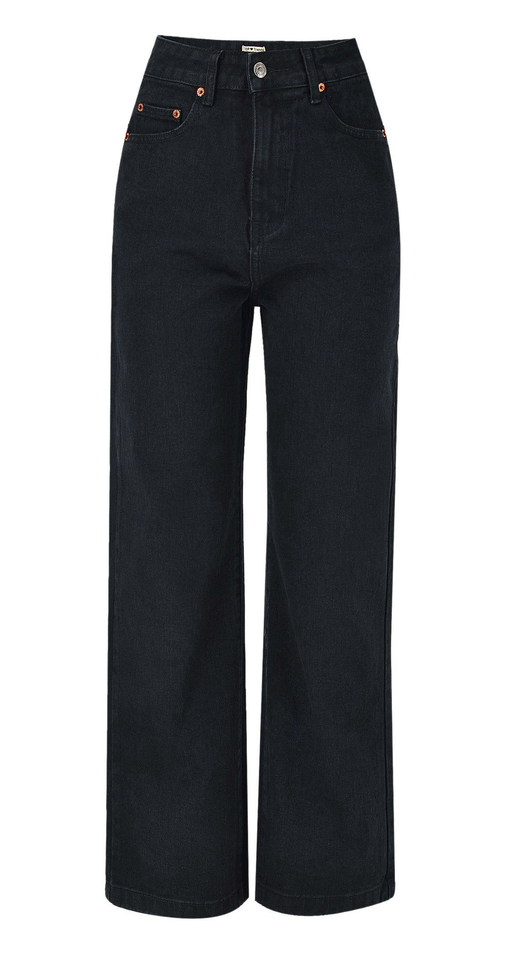 Pantalon en jean noir taille haute, ample, droit, cool, drapé, baskets de rue, pantalon papa, serpillière