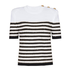 Gestricktes Kurzarm-T-Shirt in klassischer, hochwertiger Top-Pullover-Qualität
