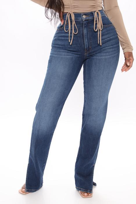 Jean droit fendu taille haute Jean droit