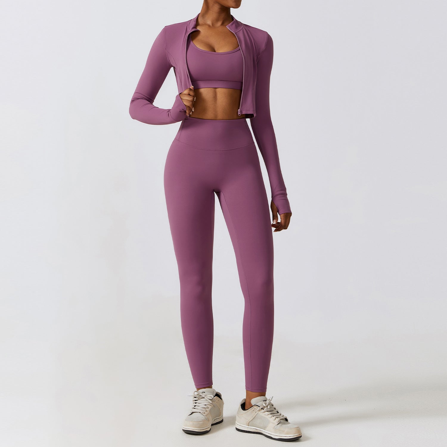 Skinny Yoga Nude Feel Quick Drying Sports Suit Thin Fitness Three Piece Set