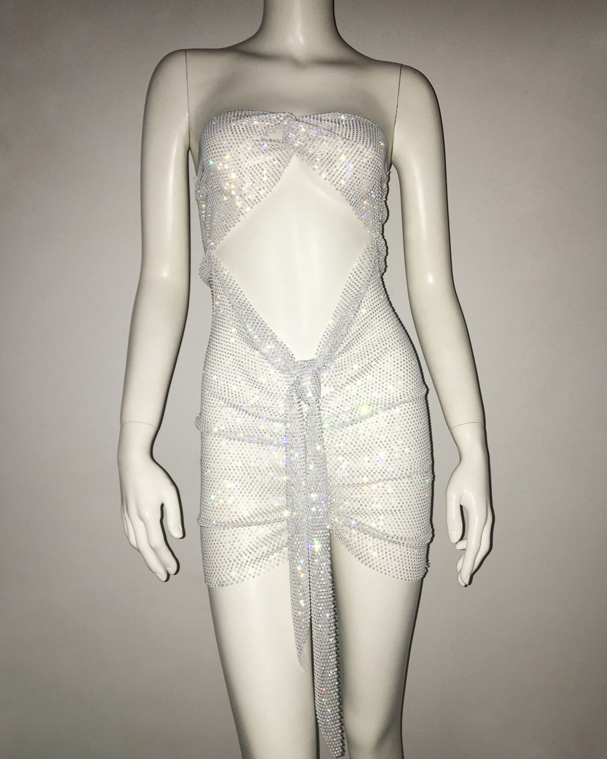 Dress Grid Rhinestone Fishnet Tight