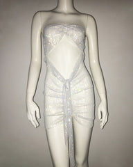 Dress Grid Rhinestone Fishnet Tight