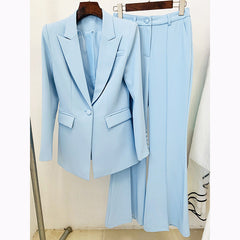 Star Business Wear One Button Cloth Cover Mid Length Suit Bell Bottom Pants Suit Two Piece Suit