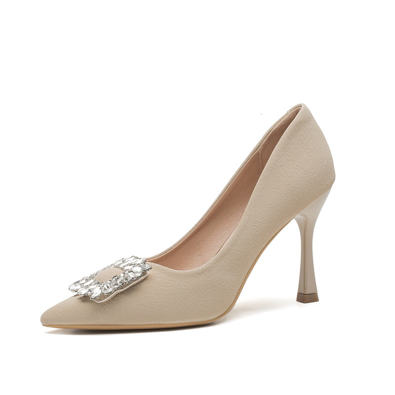 Women's Elegant Soft Pointed Toe Stiletto Rhinestone
