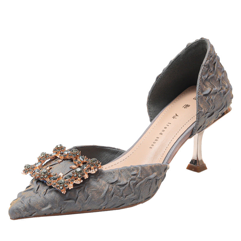 Chaussures basses creuses à strass pour femme, style été
