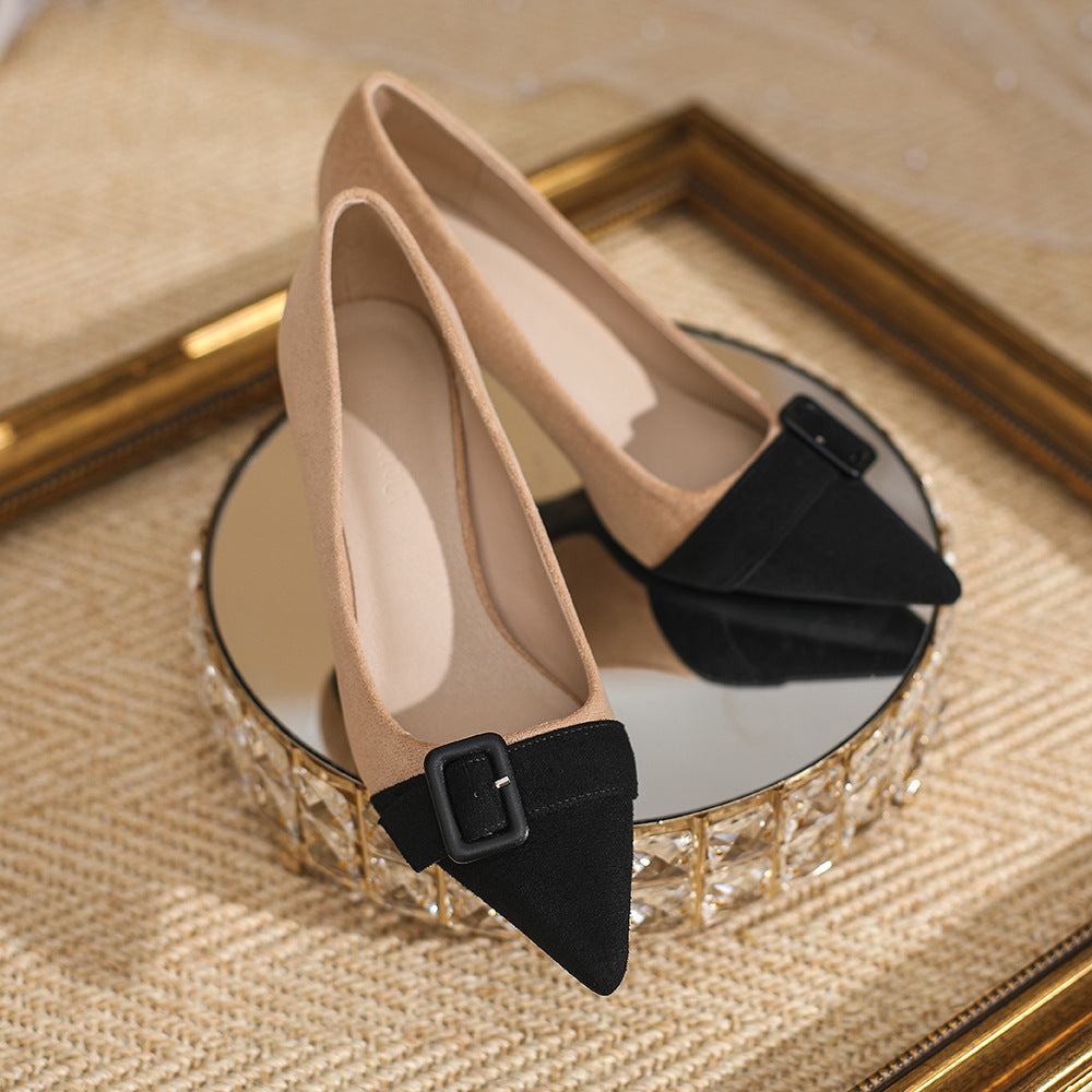 Block High Suede Korean Heels