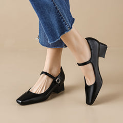 Women's Pointed High Spring Strap French Style Pumps Vintage Heels