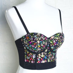 Beaded Tube Top Beauty Back Strap Variety Show Acrylic Diamond Performance Wear Corset