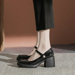 Damen Chunky Pumps Frühfrühling Flacher Mund Fee Stil Heels