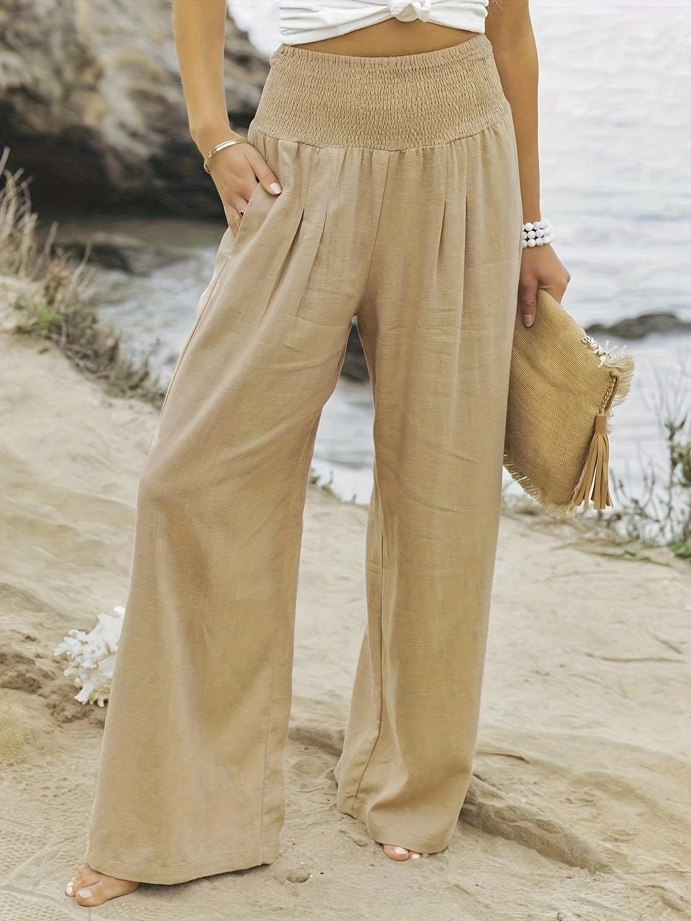 Casual Trousers Casual Cotton Distressed Mid Waist Trousers Outer Wear