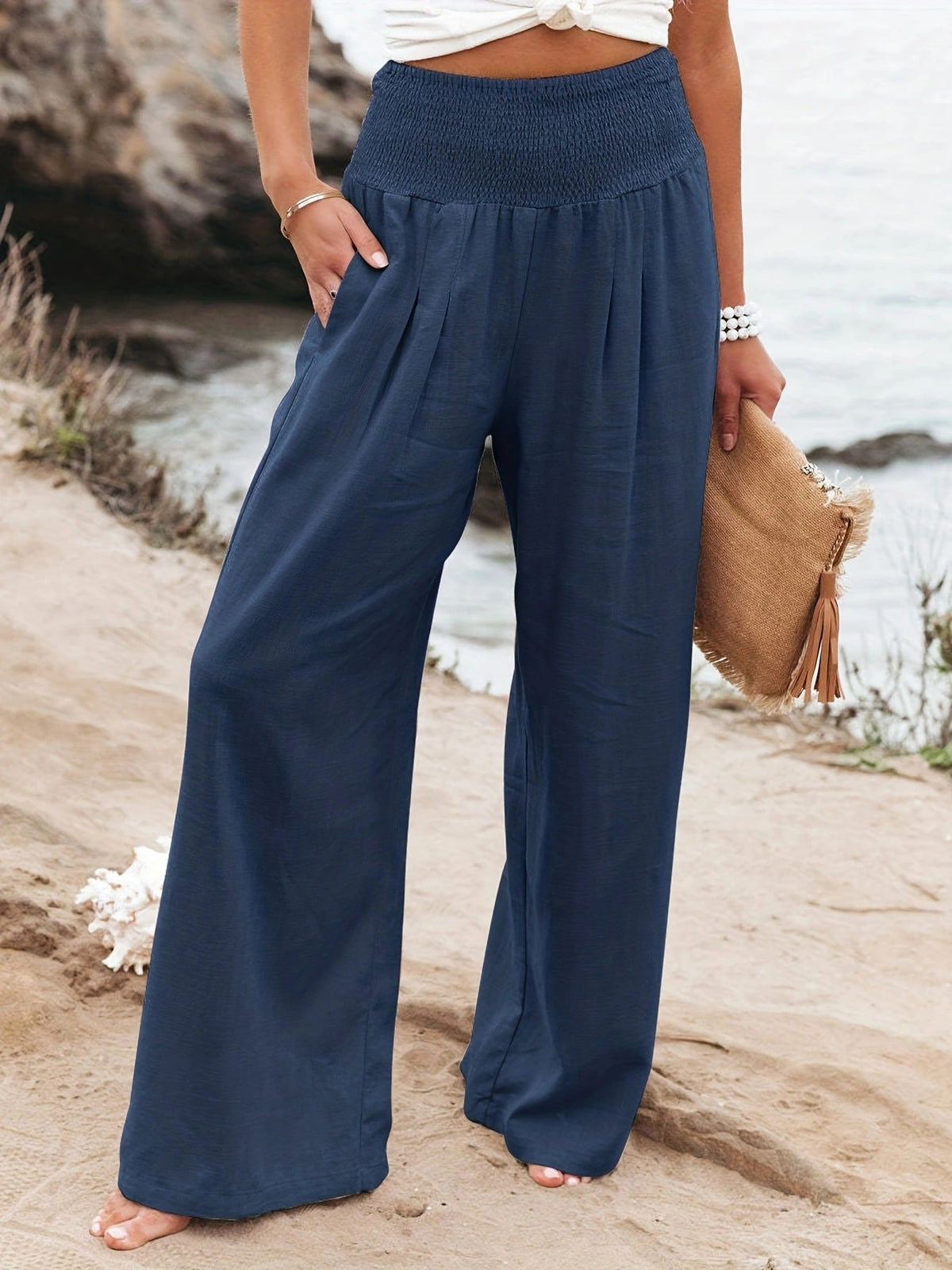 Casual Trousers Casual Cotton Distressed Mid Waist Trousers Outer Wear