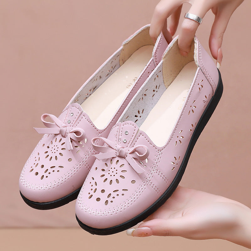 Women's Bottom Mom Pumps Flat Hollowed