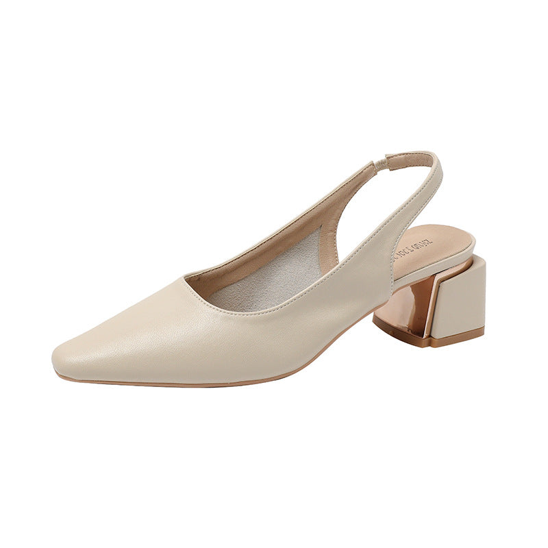 Women's Genuine Closed Toe Summer Square Chunky