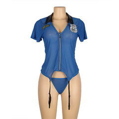 Plus Size Passion Free Pajamas Role Play Police Uniform Seduction Garter Suit