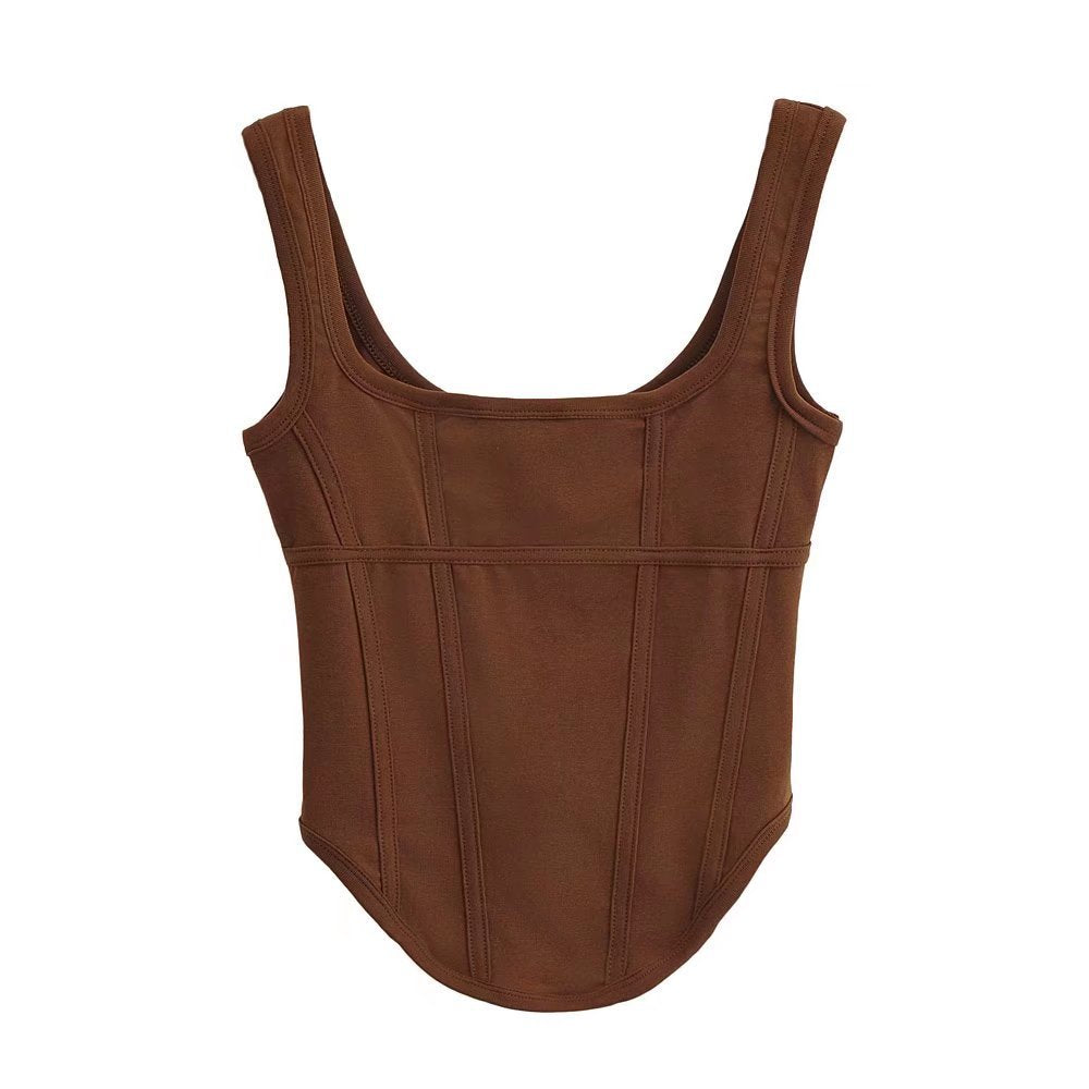 Curved Hem Exposed cropped Niche All-Match Wear Boning Corset Boning Corset Camisole