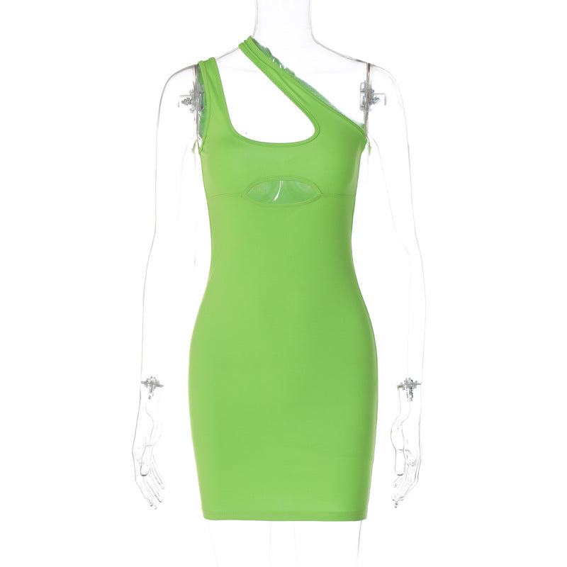Cutout Slim Shoulder Solid Color Sheath Dress