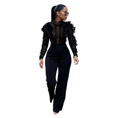 Lace Tassel Trousers See Through Jumpsuit