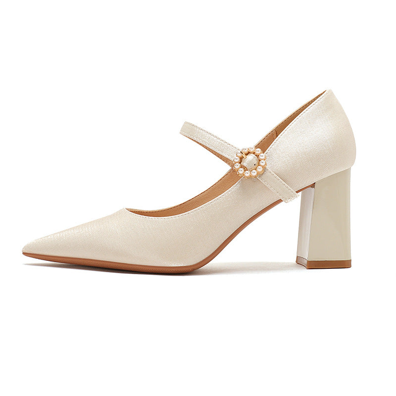 Damen Fu Spitzschuh Chunky High Heels