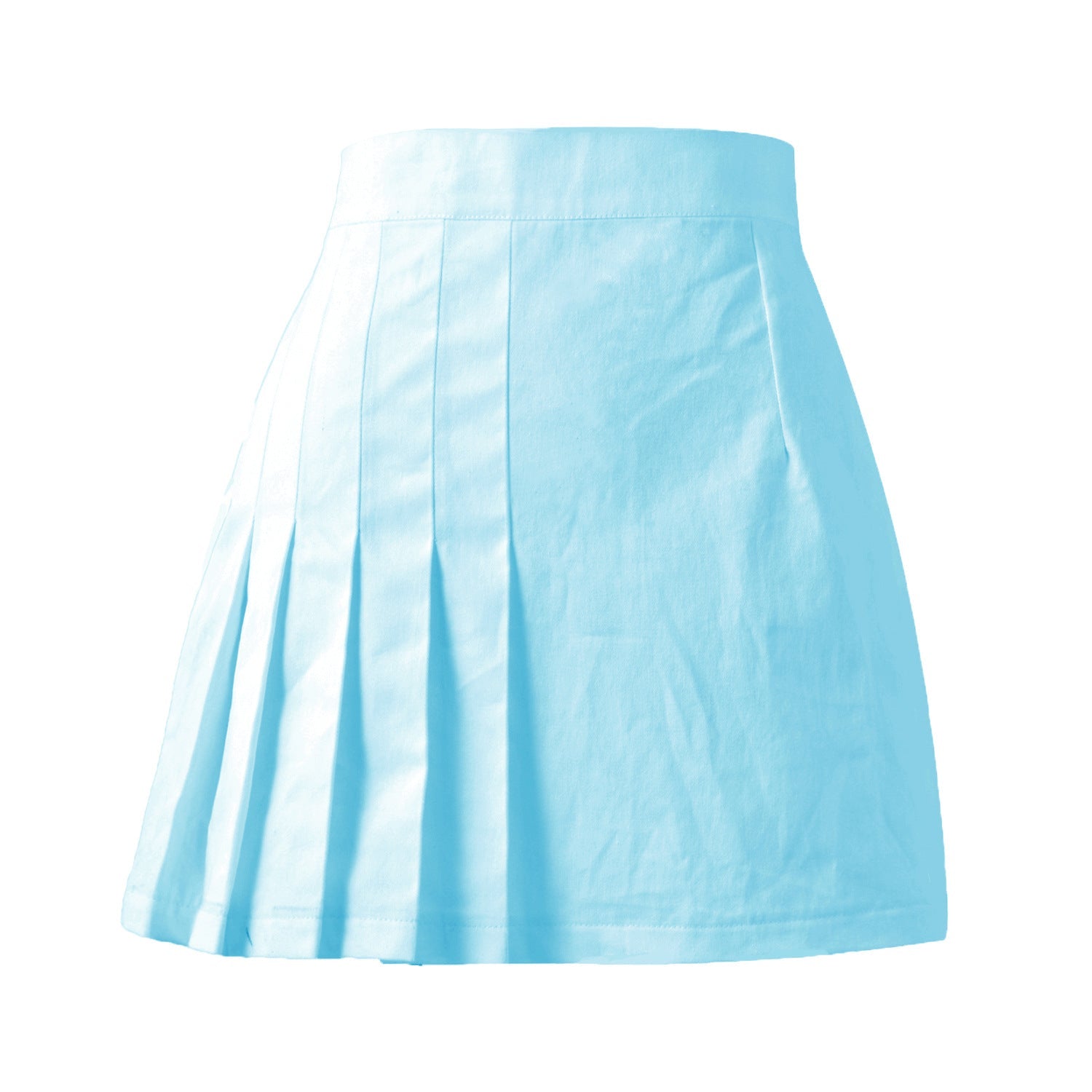 All-Match Solid Color Pleated Skirt Students Skirt High Waist Zipper Skirt