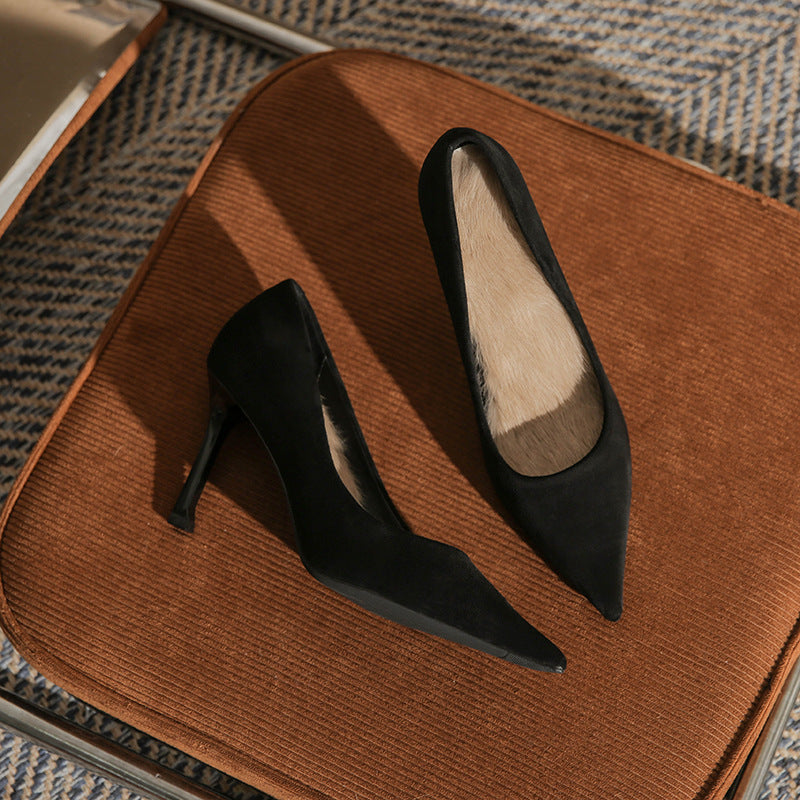 Damen Spitz High Stiletto Frühling Wildleder Heels
