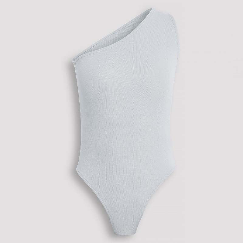 Solid Color Diagonal Knitted Tight Sleeveless Jumpsuit