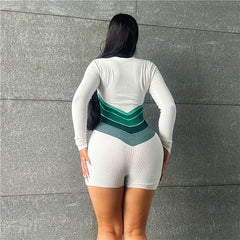 Fall Stitching Long Sleeve High Waist Tight Sports Fitness Jumpsuit