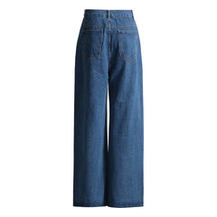 Jean taille haute drapé rétro, jambe large, pantalon droit, imprimé Love, jean ample amincissant