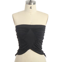 Bare Cropped Slim Fit Pleating Tube Top