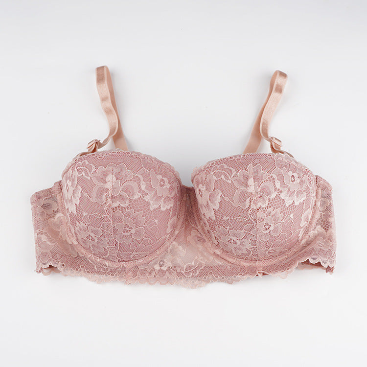 Lace Bra Comfortable with Steel Ring Push up Adjustment Accessory Breast Push up Bra Thin Big Breast Small