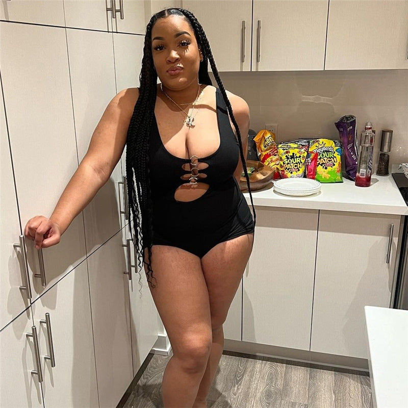 Cutout High Waist Sleeveless Skinny Sheath Sports Jumpsuit