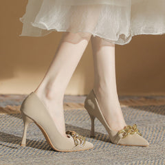 Women's Single-layer Design Sense Niche Nude French Stiletto